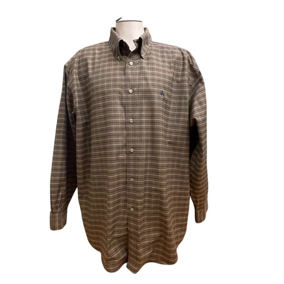 Brooks Brothers Other - Brooks Brothers Shirt Men XXL Madison Cotton Blend Green Grid Stripe